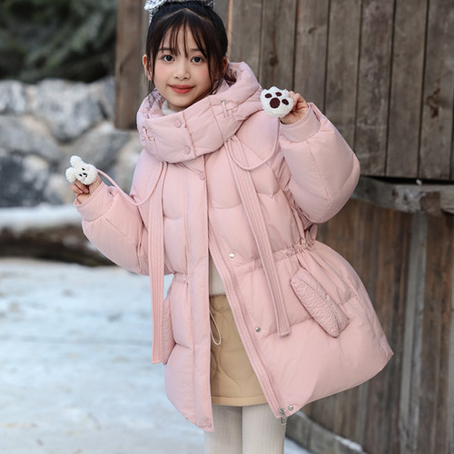 女童中长款白鸭绒羽绒服
