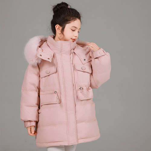 儿童羽绒服女童中长款加厚冬装