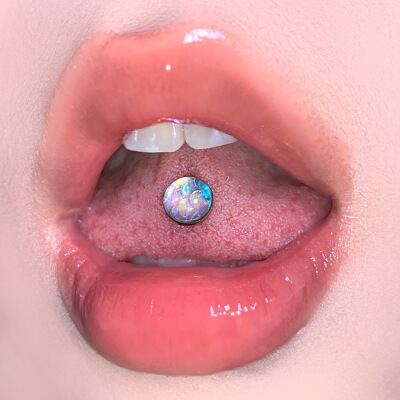 内螺旋钛合金牙1.2波光鱼鳞滴油舌钉爆闪可喝酒小众穿刺饰品
