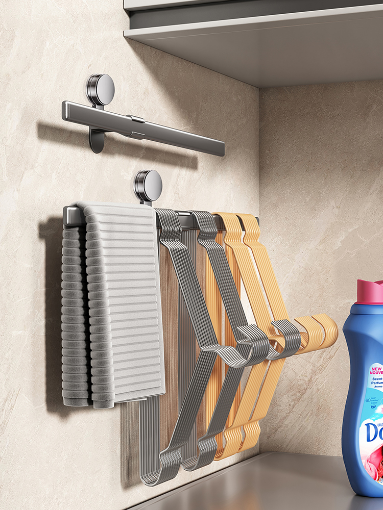 新疆包邮吸盘式晾衣架收纳神器家用阳台壁挂式多功能无痕无冲孔晾