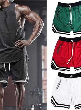 Loose fitting sports fitness mesh capris运动健身网眼五分裤男