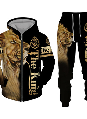 Zipper long-sleeve 3D printed sweater set 长袖3D印花卫衣套装