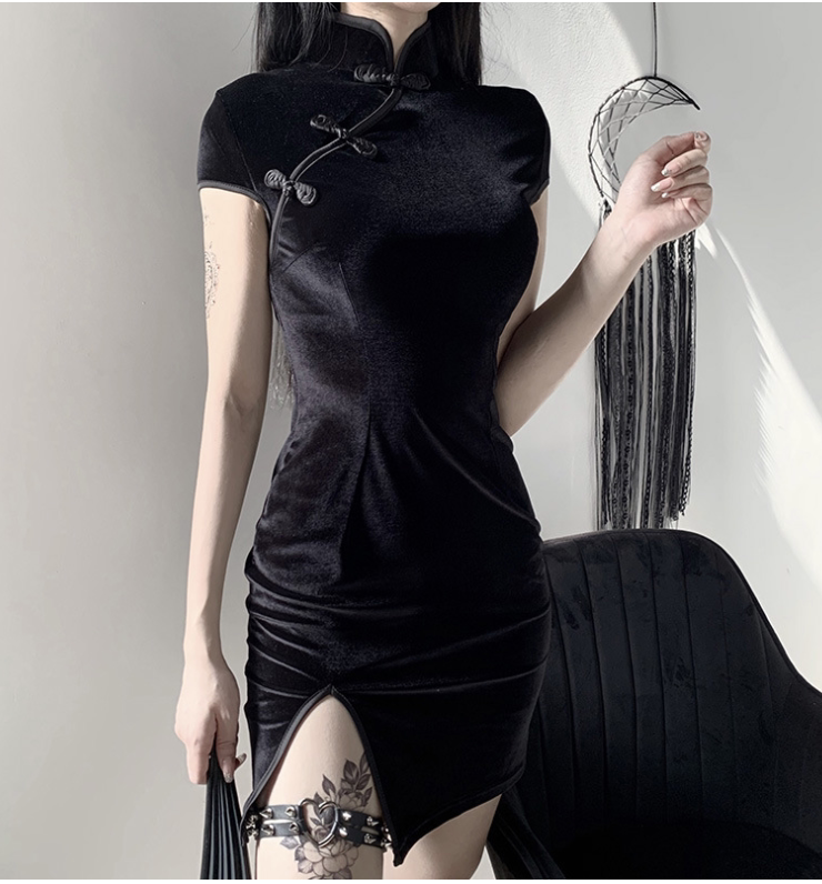 Retro Slim high-waisted qipao dress 复古修身高腰旗袍连衣裙女
