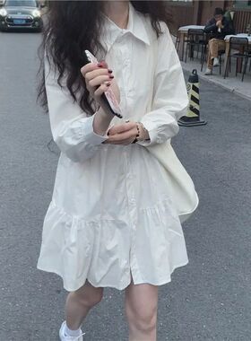 Short A-line French white dress  小个子A字法式白色宽松连衣裙