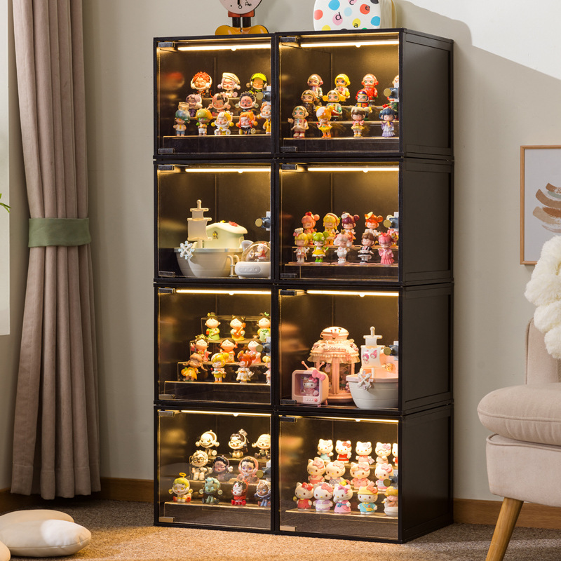 桌面摆件手办公仔展示柜模型玩具盲盒置物架泡泡玛特透明展示盒子