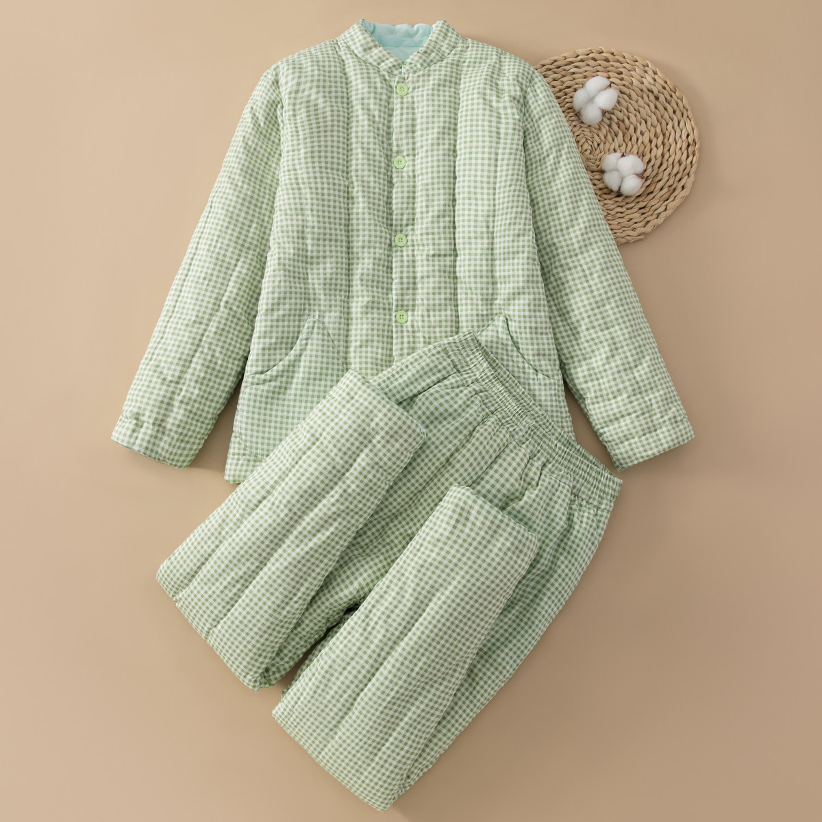 纯棉花手工棉袄棉裤套装成人保暖内胆棉服冬季女士加厚居家棉衣