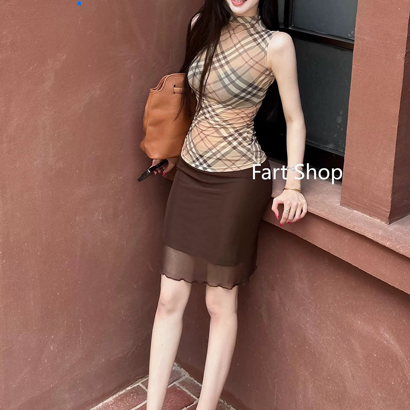 FartShop经典格纹无袖背心上衣