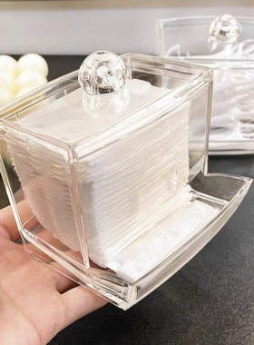 化妆棉棉签收纳盒卸妆棉牙签线透明盒子桌面美妆蛋化妆品储物盒