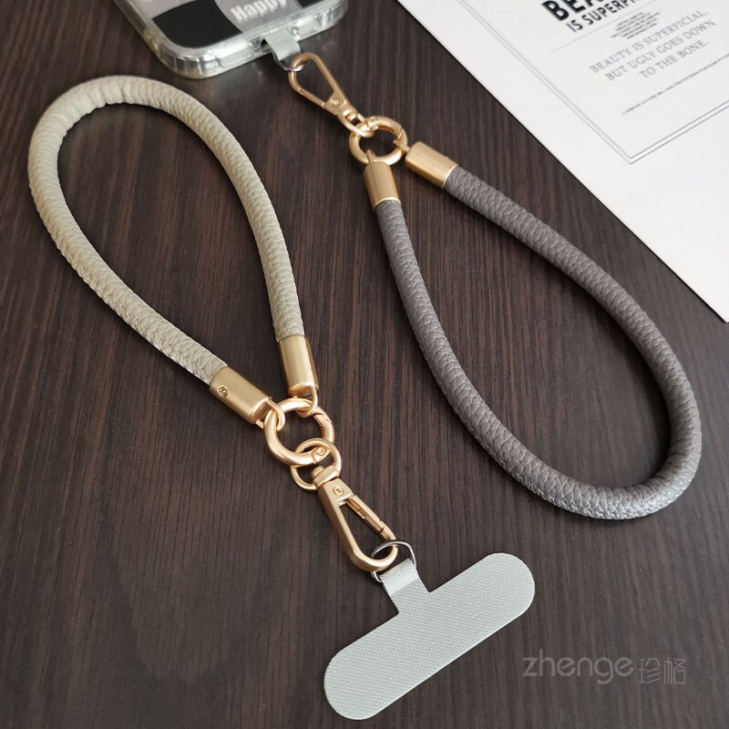 手机挂绳皮质手腕绳男女短款高端手机绳挂链结实耐用防摔手绳挂链