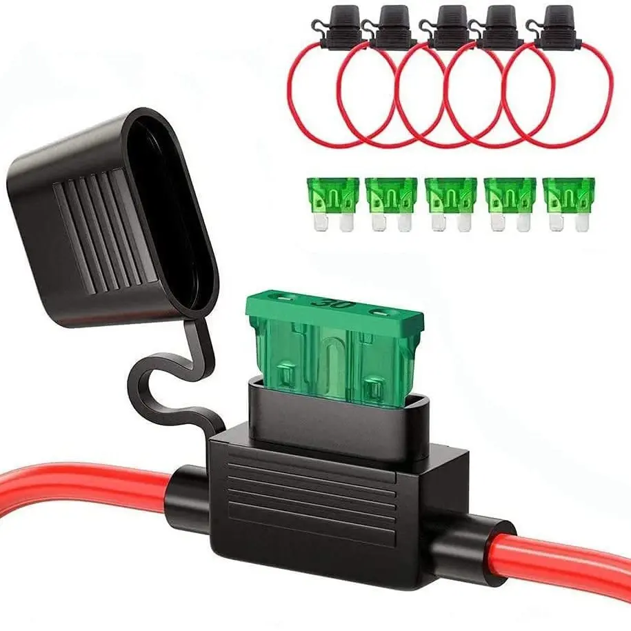 5件装中号12 号保险丝座ATC/ATO直列式汽车刀片保险丝盒