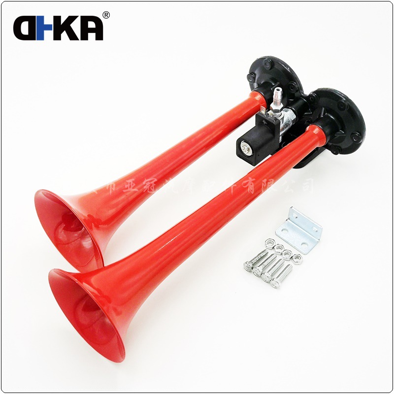 DHKA亚冠-AS032A 加工定制24V双管卡车电控气喇叭红色锌管气喇叭