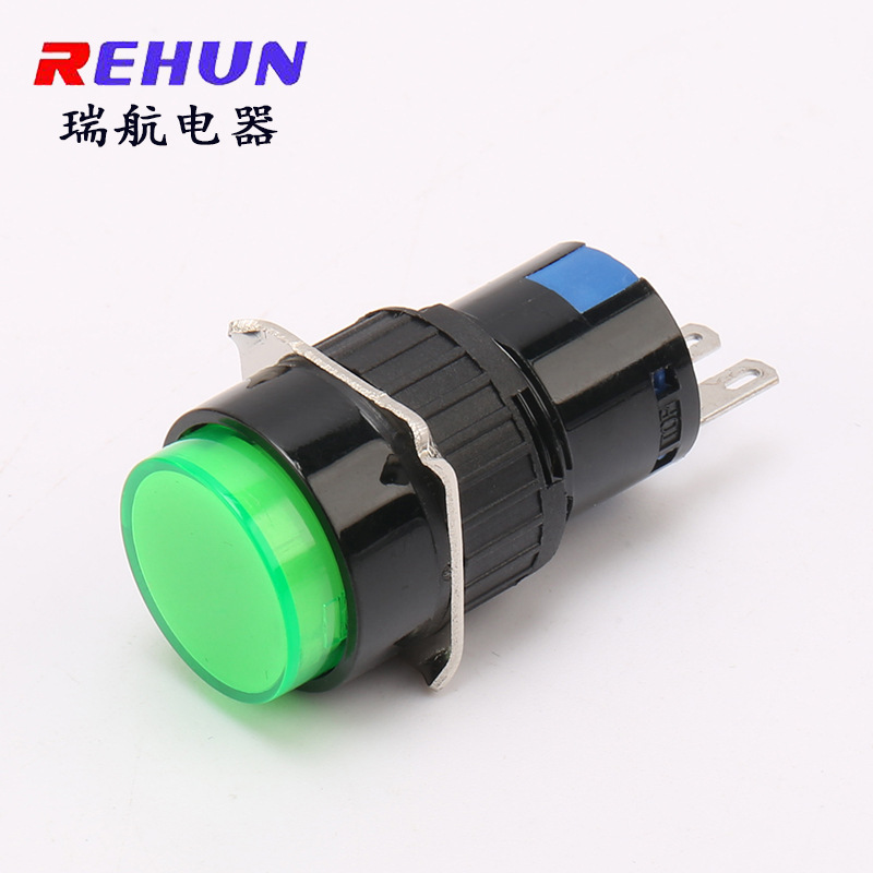 AB6-M按钮自复位圆方矩形启动红绿常开闭不带锁三脚LAD16按键开关