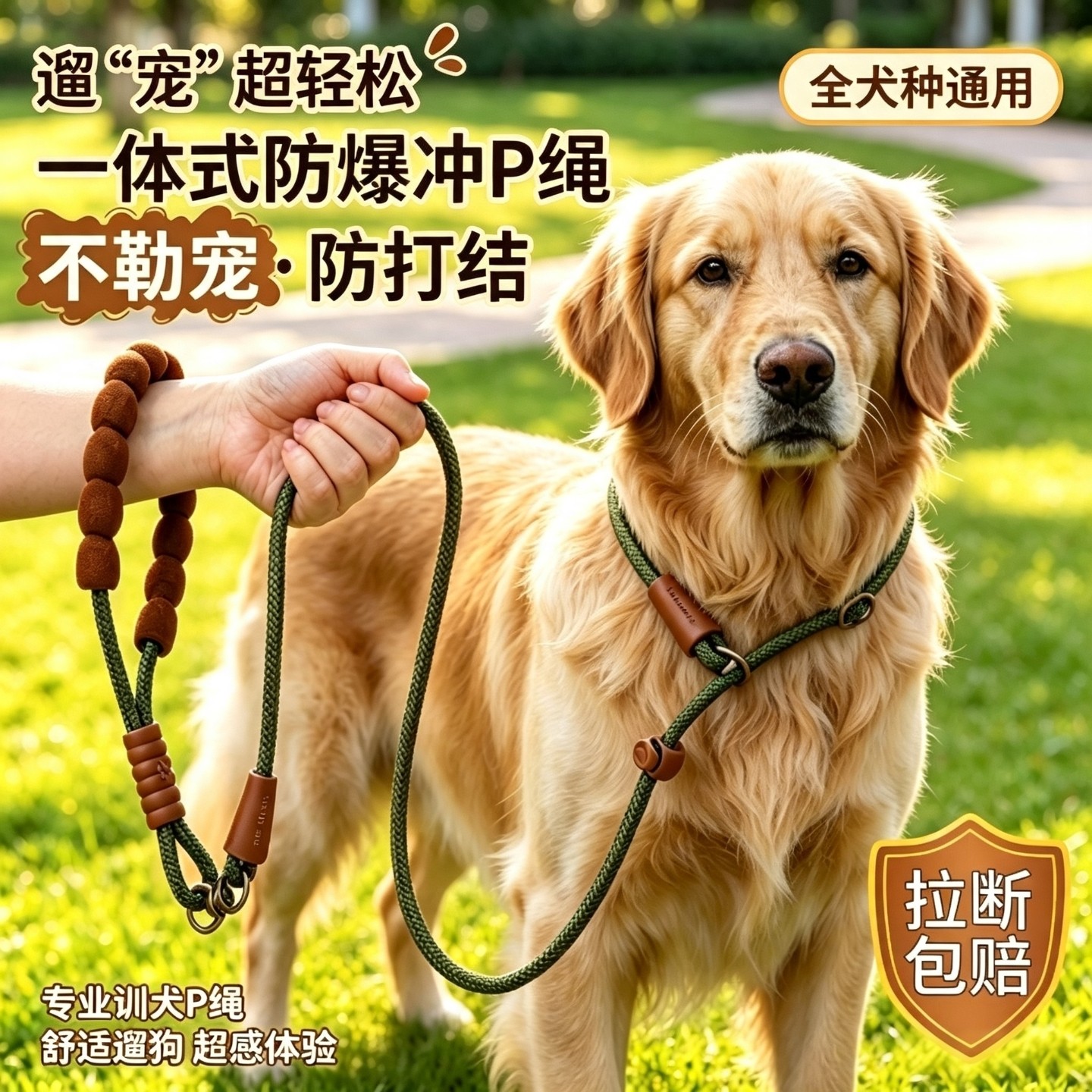p链p绳狗狗牵引绳遛狗链子小中大型犬训犬防爆冲打结金毛宠物用品