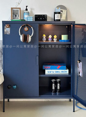 【赠送安装】一间公寓家居中古风铁皮餐边柜储物收纳钢制双开门柜