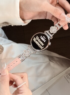 〔美洲鳄圆纹〕星芒满钻鳄鱼皮适用华为手表watchGT6/gt5/fit3/4pro表带gt3/2pro高级感荣耀watch4真皮女表带