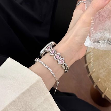 QALUO新款鞠婧祎同款守护之心表带适用apple watchS9/S10表带iwatch8苹果手表se/7/6/5/4代41/45mm高级感小众
