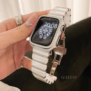 陶瓷款 watchS9 3代41 45mm小众女 QALUO春夏新款 S10表带iwatch8苹果手表se 高级感表带适用apple