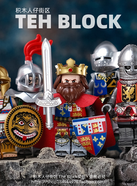 中世纪古风欧式盔甲骑武士兵佣兵团军事第三方积木小人仔拼装玩具