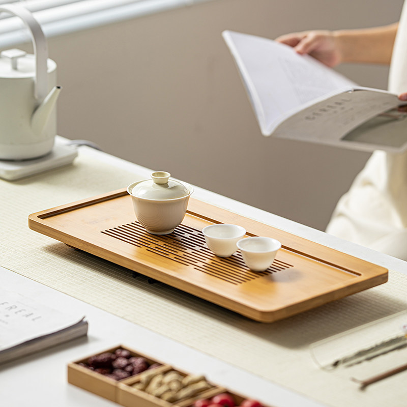 竹茶盘家用2025新款茶台功夫茶具小型沥储水轻奢竹茶海托盘干泡台