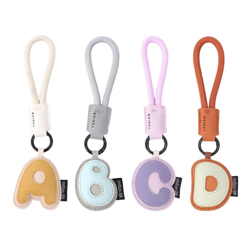 Japanese Korean Dopamine Leather Letter Bag Charm Keychain