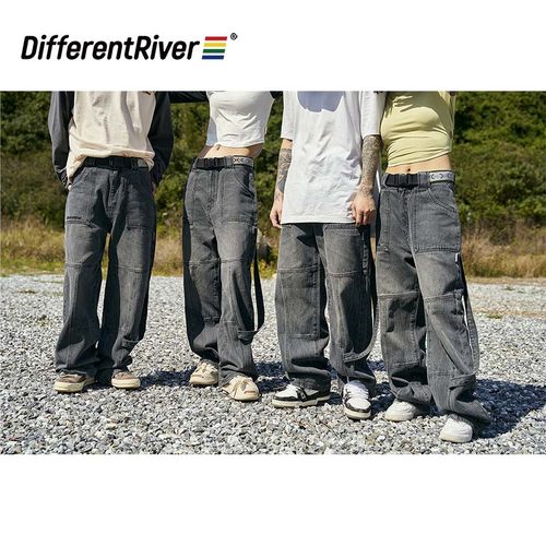 DifferentRiver阔腿直筒牛仔裤