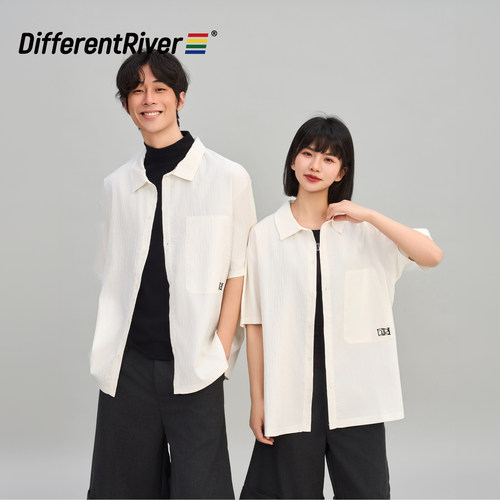 DifferentRiver2024春夏男女同款简约时尚大口袋休闲衬衫短袖