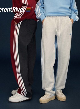 DifferentRiver2023秋冬男女同款时尚百搭牛仔拼接撞色休闲运动裤