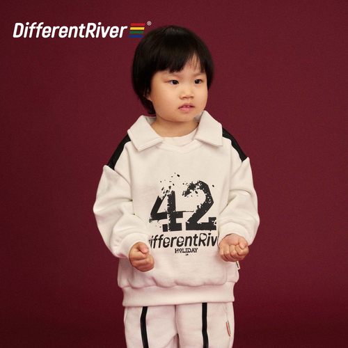 DifferentRiver罗纹翻领加绒卫衣
