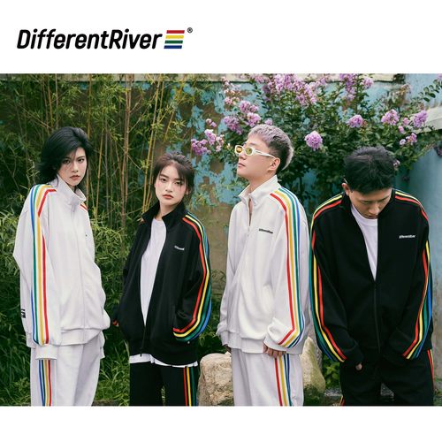DifferentRiver彩虹拉条立领外套