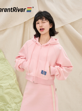 DifferentRiver2024春夏女款简约时尚连帽卫衣休闲套装