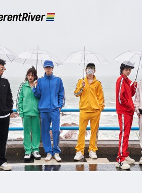 DifferentRiver秋冬款情侣街头多色卫衣卫裤纯色简约休闲运动套装