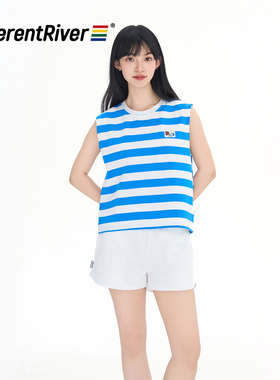 DifferentRiver2024春夏女款时尚休闲显瘦外穿条纹撞色无袖背心