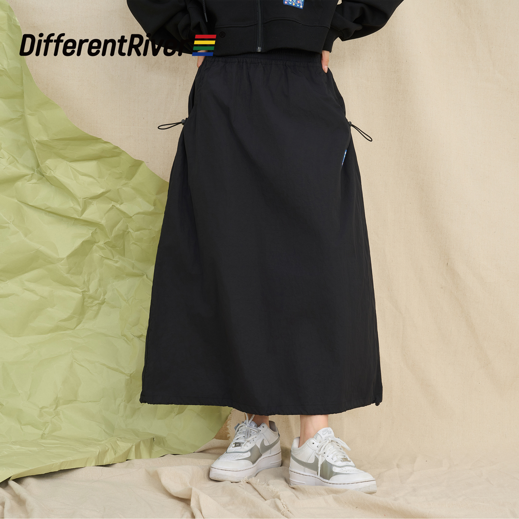 DifferentRiver2024春夏女款空气感气质花苞工装半身裙