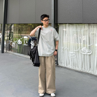 休闲男女 T恤baggy夏季 SIIIEND美式 复古小领口基础字母宽松短袖