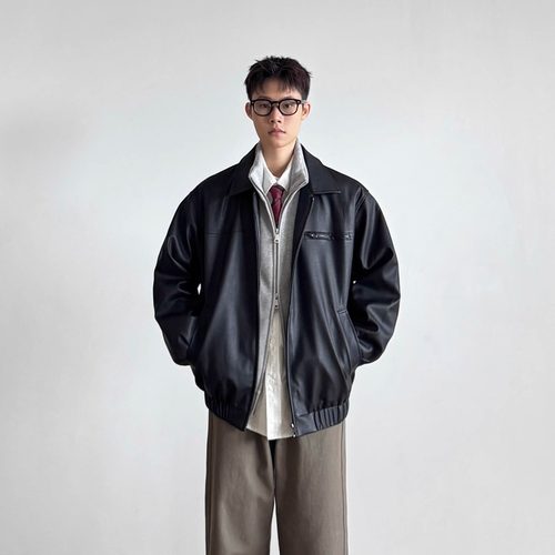 美式复古皮衣外套男秋季