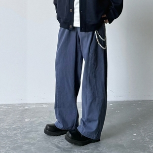 宽松百搭阔腿微弯刀长裤 男秋季 简约水洗法廊休闲裤 SIIIEND美式