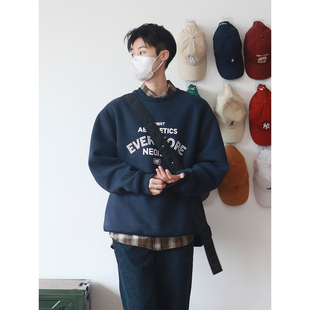 中性套头卫衣潮流百搭 复古潮牌休闲印花圆领长袖 siiiend 美式