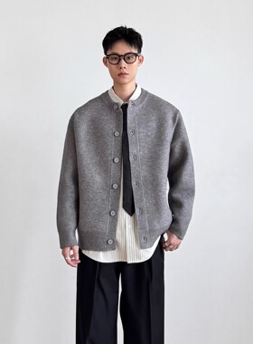 SIIIEND日系复古纽扣纯色重磅针织开衫宽松休闲百搭毛衣外套上衣
