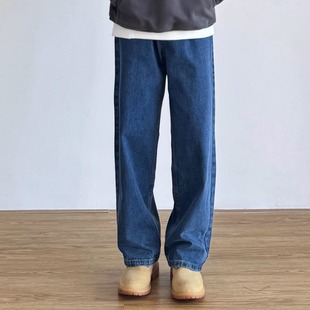 SIIIEND水洗vibe蓝色宽松直筒牛仔裤 子男 日系复古百搭休闲长裤
