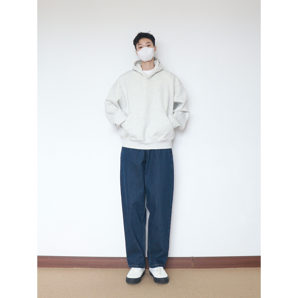 siiiend基础宽纯色简约连帽卫衣情侣装潮流慵懒风带帽上衣男女秋