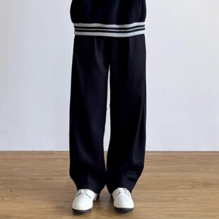 宽松休闲毛呢男女Clean休闲裤 SIIIEND日系弯刀阔腿后松紧西裤 版