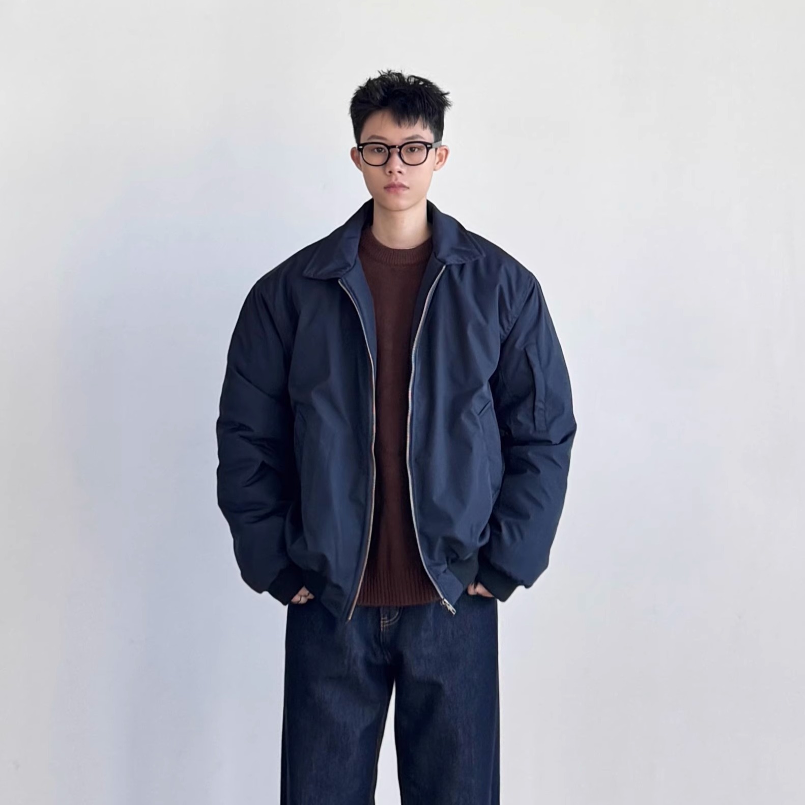 美式风棉衣男宽松休闲拉链外套