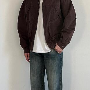 siiiend美式 外套 复古水洗做旧夹克男女立领宽松哈灵顿休闲工装