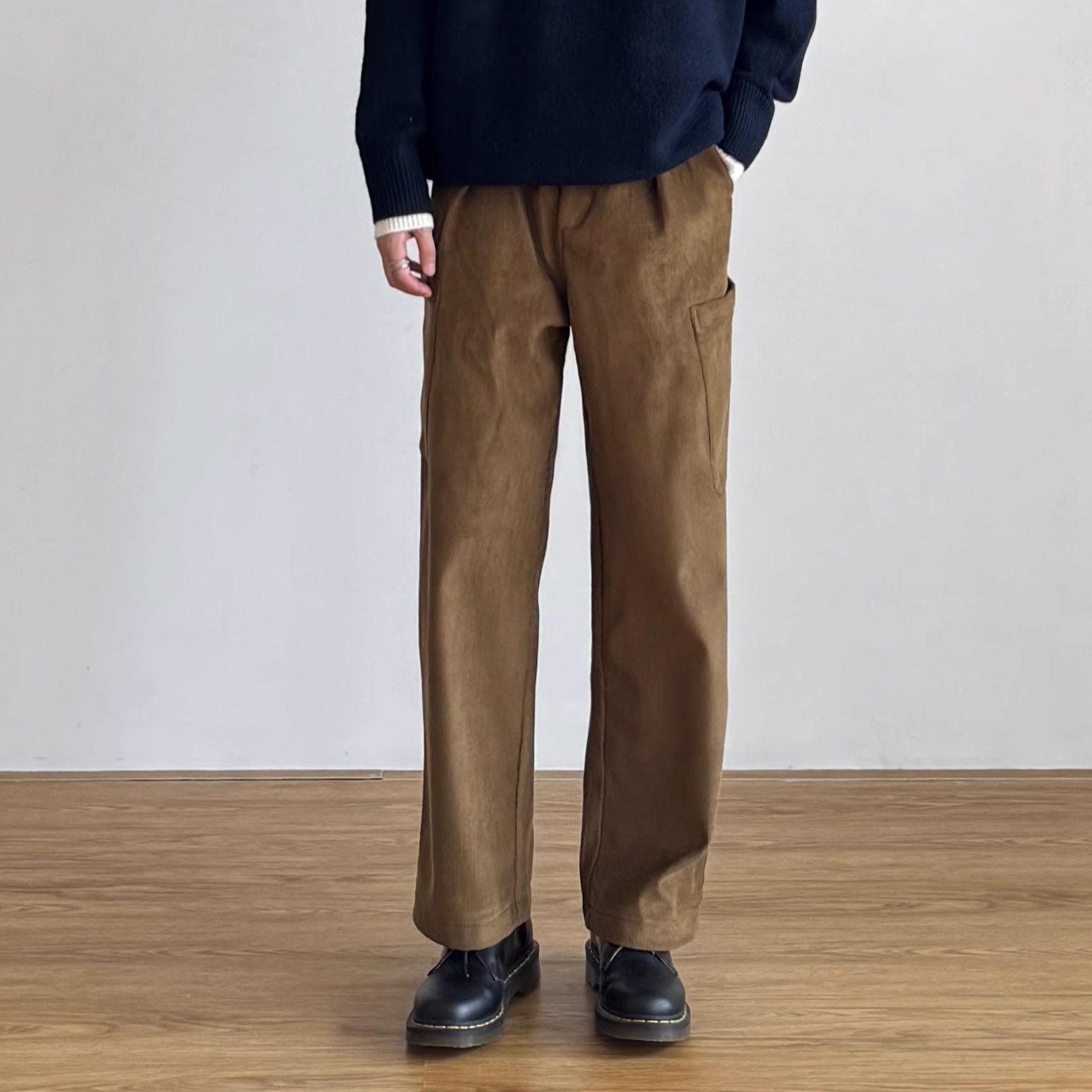 美式复古灯芯绒工装裤男冬季加绒