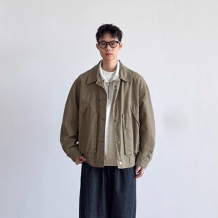SIIIEND美式 复古酵洗水洗做旧翻领结构牛仔外套休闲男夹克上衣