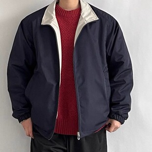 siiiend美式 男日系宽松休闲百搭立领冲锋衣 复古两面穿外套春秋季