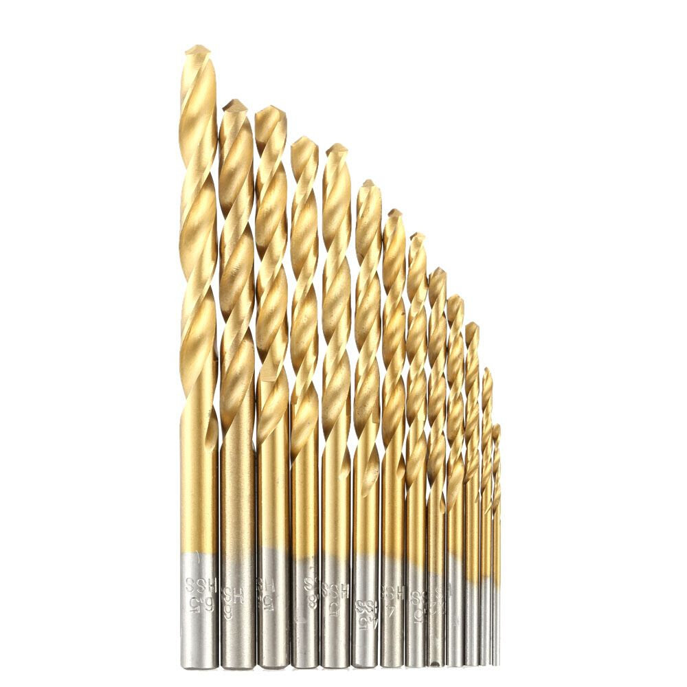 13pcs/set HSS Plating Titanium Twist Drill Bit Set Metric Sy