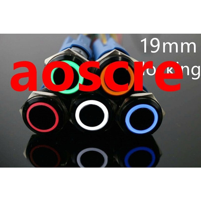 LED 19mm black latching metal switch maintained metal push b