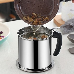 1.3L Stainless Steel Oil Strainer Pot Container Jug Storage
