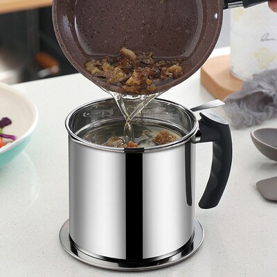 1.3L Stainless Steel Oil Strainer Pot Container Jug Storage
